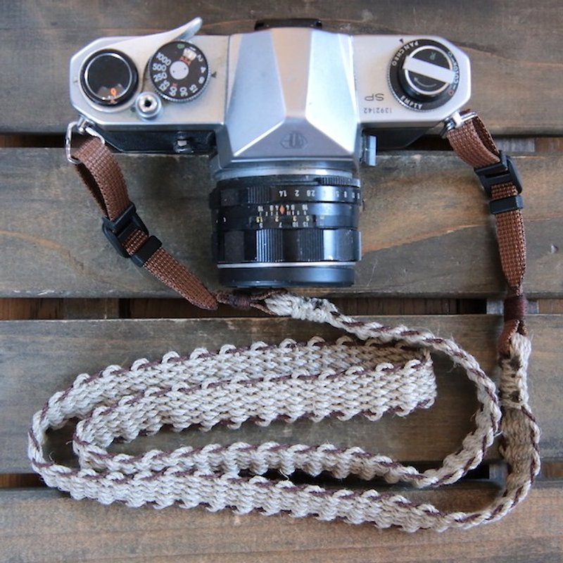 Linen hemp camera strap BRW / 2 double ring - ขาตั้งกล้อง - ผ้าฝ้าย/ผ้าลินิน สีนำ้ตาล