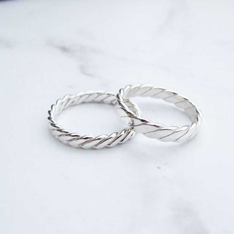 [Handmade Custom Rings] Flat Twist | Sterling Silver Couple Rings | - Couples' Rings - Sterling Silver Silver