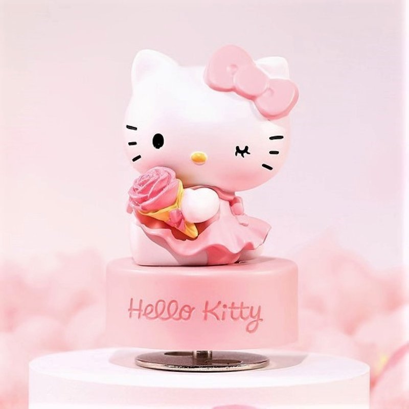 Hello Kitty Rose Music Box Birthday Wedding Valentine's Day Christmas Exchange Gift - ของวางตกแต่ง - แก้ว 