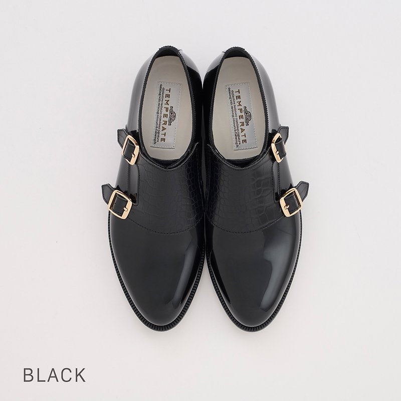RUSSAL (BLACK) PVC DOUBLE MONK SHOES ダブルモンクシューズ　RAIN SHOES - 雨靴/防水鞋 - 防水材質 黑色