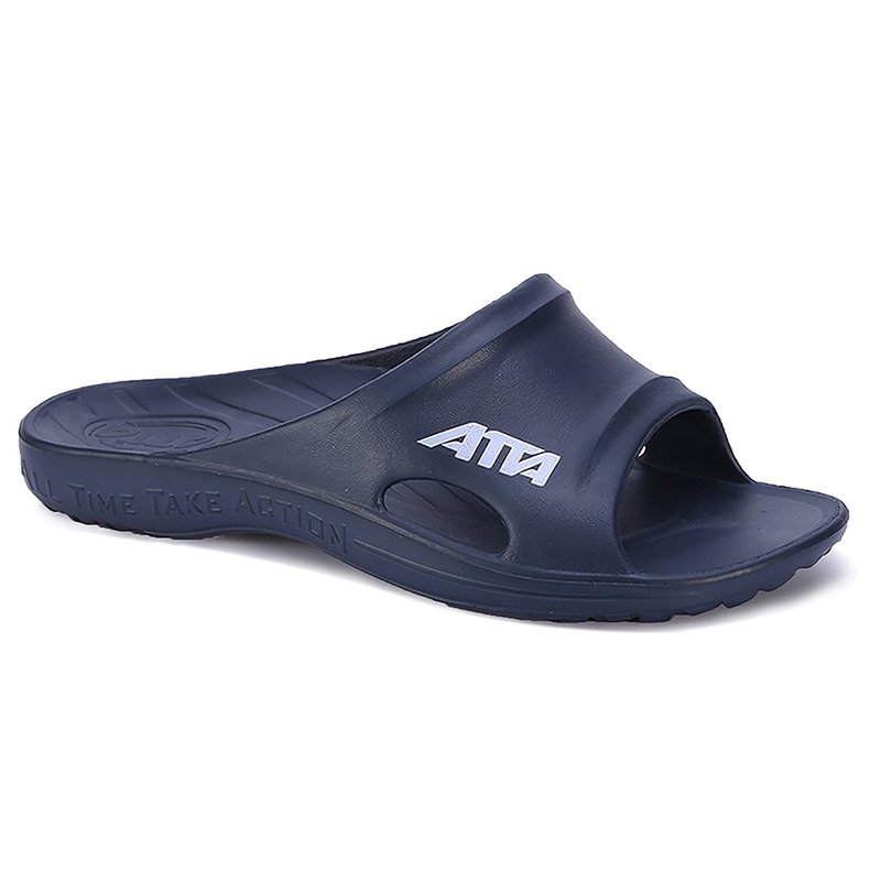 【ATTA】Simple casual slippers with even pressure on the soles of the feet and arches-dark blue - รองเท้าแตะ - พลาสติก 