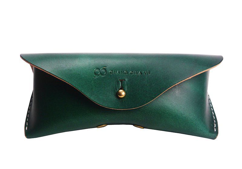 [] YuYu supermodel Zhang Jia Yu own brand - handmade vegetable tanned leather glasses case - Glasses & Frames - Genuine Leather Green