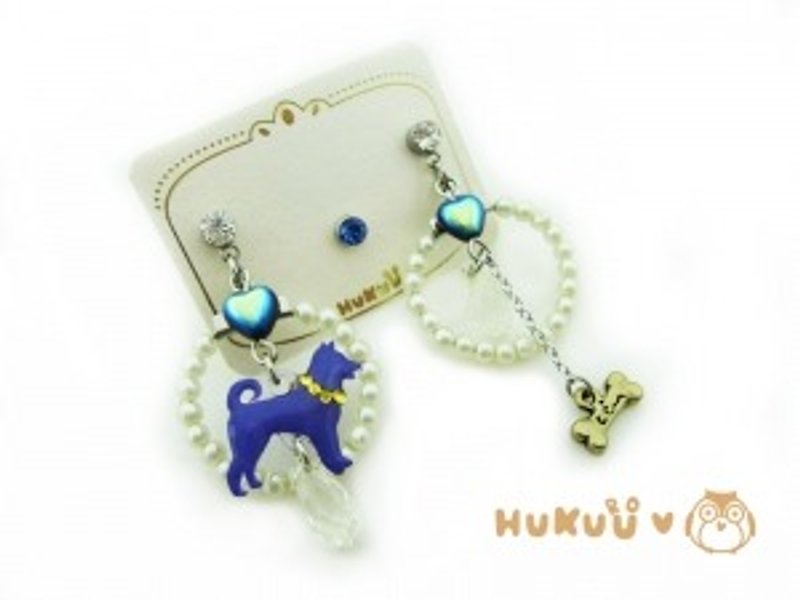 § HUKUROU§ Silhouette Earrings (Chai Dog / Bulldog) - Earrings & Clip-ons - Plastic 