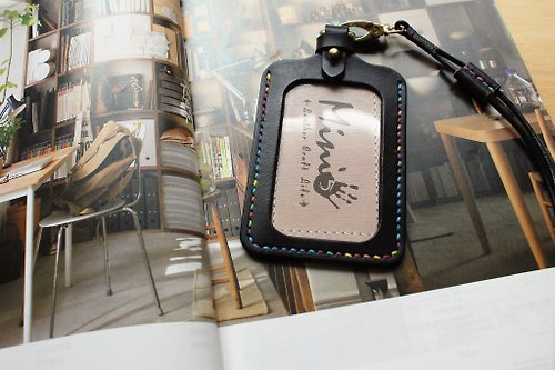 Mini5 leather craft life 獨家-【Mini5】直式識別證 / (不含頸繩/吊繩)可另購 (黑色)