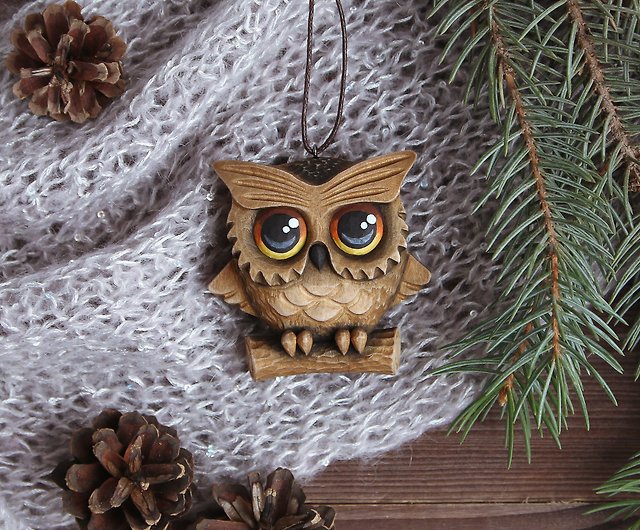Christmas ornaments Owl Wooden easter egg