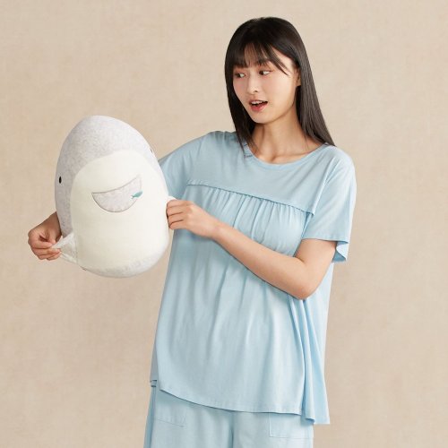 YVONNE COLLECTION以旺傢飾 鯊魚頭抱枕-銀白灰