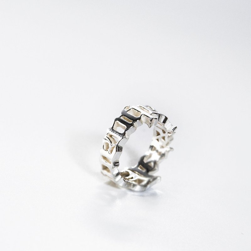 Letters all around-female ring - General Rings - Sterling Silver Silver