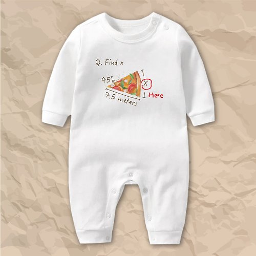 孩子陪你趣味童裝製造所 天才數學寶寶 長袖連身衣 白 嬰兒 彌月 滿月 禮物