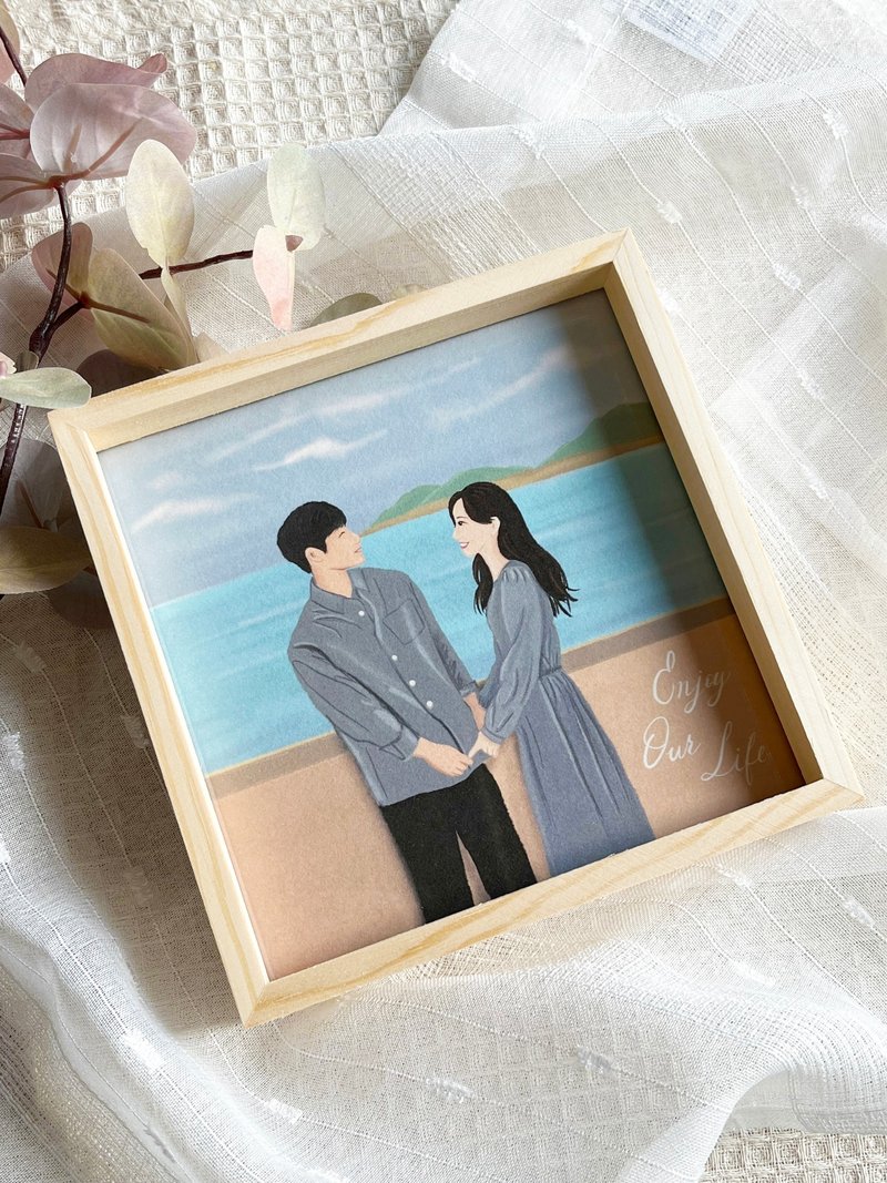 Wood frame | Custom Portrait Commission - Customized Portraits - Wood Brown