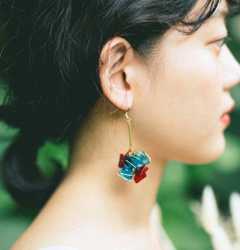 blue vs red earrings handmade craft ,draped earrings ,Resin earrings - Earrings & Clip-ons - Resin Red