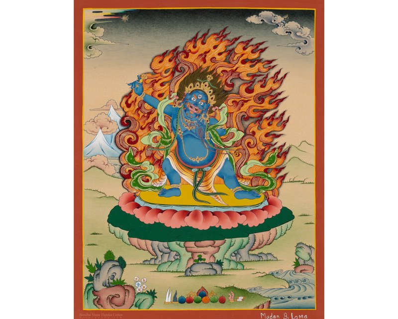 金剛手菩薩唐卡藝術 - 佛教工藝品 - 壁貼/牆壁裝飾 - 其他材質 多色