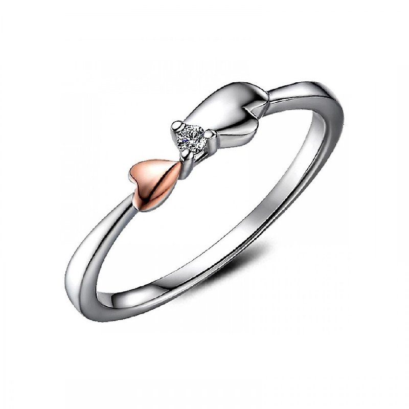 女戒指 尾戒    鑽石14K金白鋼 甜  心 【轉運來】 - 戒指 - 鑽石 銀色