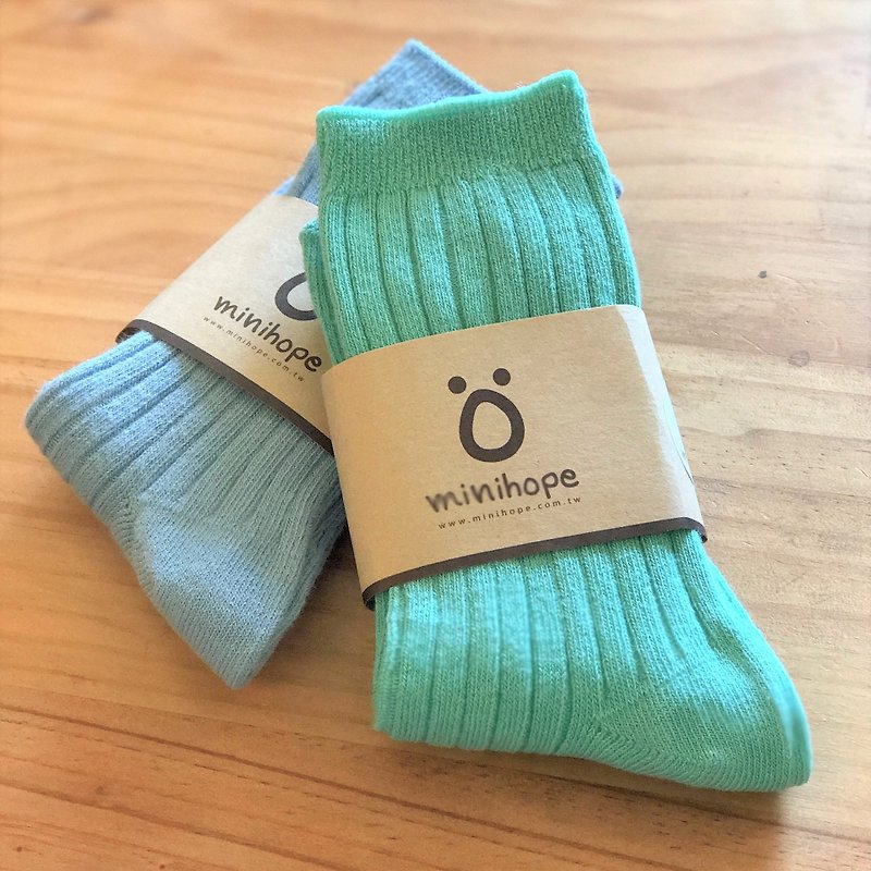 Taiwan-made combed cotton children's socks 2-piece set (Macaron color) - Other - Cotton & Hemp Blue
