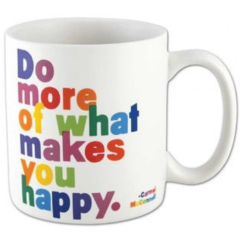 Happy Famous Quotes Cup - Mugs - Porcelain Multicolor