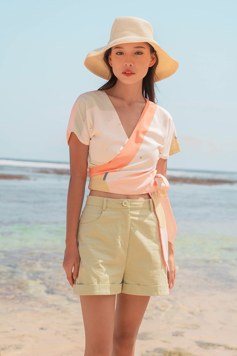 Memoir Wrap Top (Mid Summer) - 女上衣/長袖上衣 - 聚酯纖維 多色