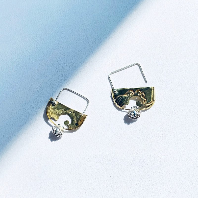 MARINA Sea of ​​Oaths Each other shell ocean earrings style ear hook type 925 sterling silver - ต่างหู - เงินแท้ 