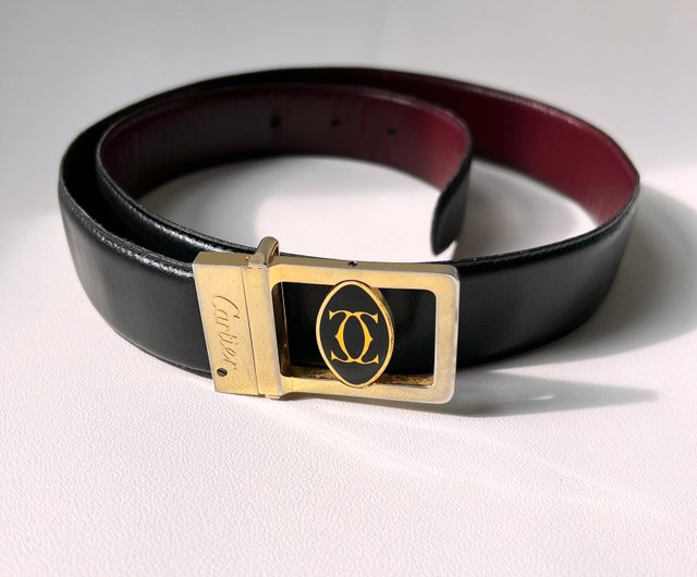 Cartier belt CARTIER vintage belt Reversible black dark red double