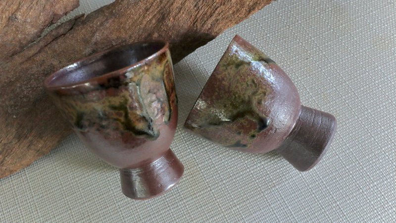 落延高台杯 | 日本粗陶流釉 - 茶壺/茶杯/茶具 - 陶 