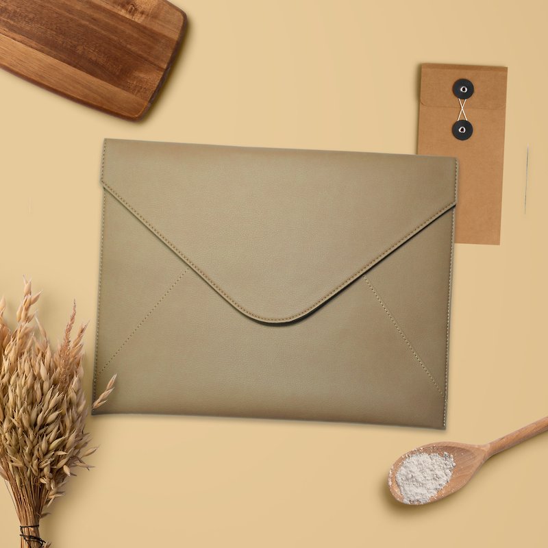 Bellagenda 13 inch tablet Bag, Document Envelope, Sleeve Notebook sand - Laptop Bags - Faux Leather Khaki