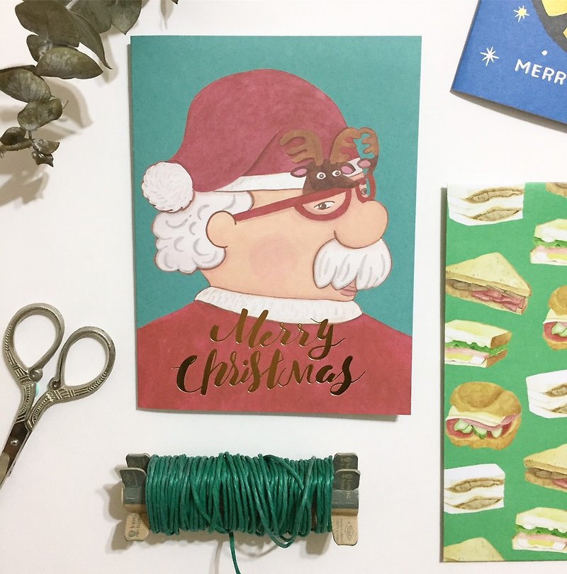 パンダ食料品店でのサンタのクリスマスカード - カード・はがき - 紙 