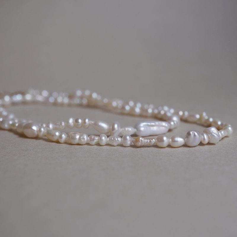 14KGF 米粒珍珠磁吸式手鍊 - 項鍊 - 其他金屬 白色