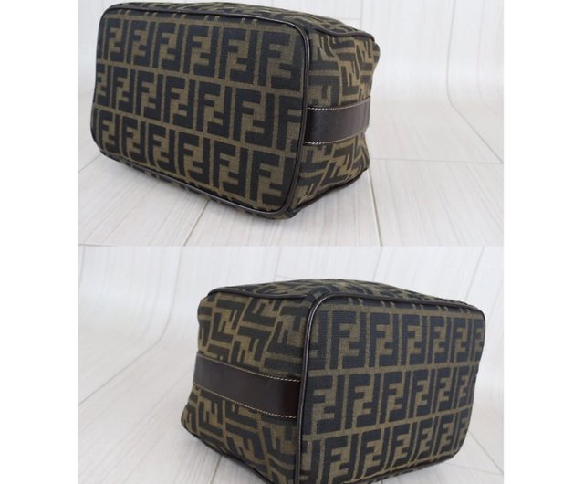 Pre Loved Fendi Zucca Canvas Vanity Cosmetic Pouch Black Brown
