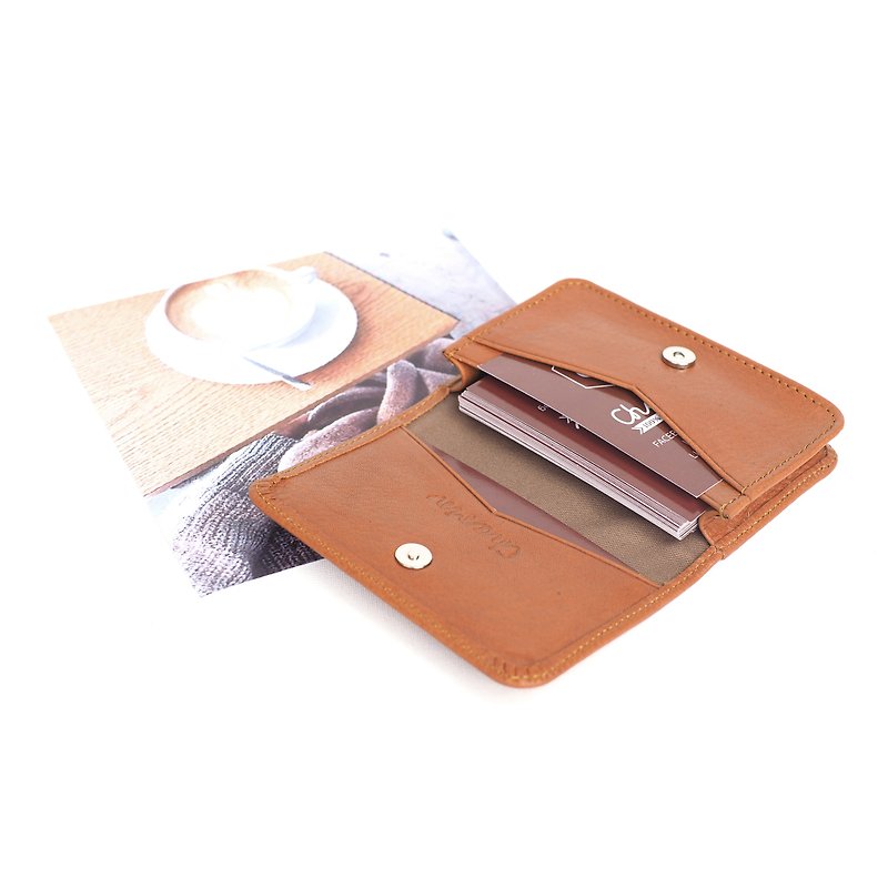 Classic card (caramel Brown), Name card case, card case, cow leather - Coin Purses - Genuine Leather Brown