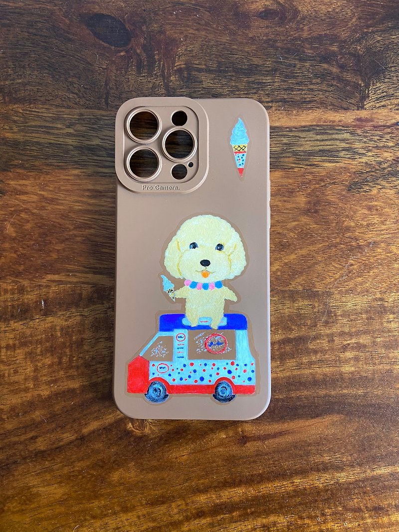 Fully hand-painted mobile phone case-ice cream cart - เคส/ซองมือถือ - ซิลิคอน 
