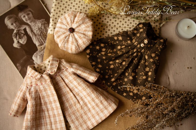 24 cm Teddy bear clothes coat, beret, dress patterns pdf on English - 手工藝教學/工具書 - 其他材質 