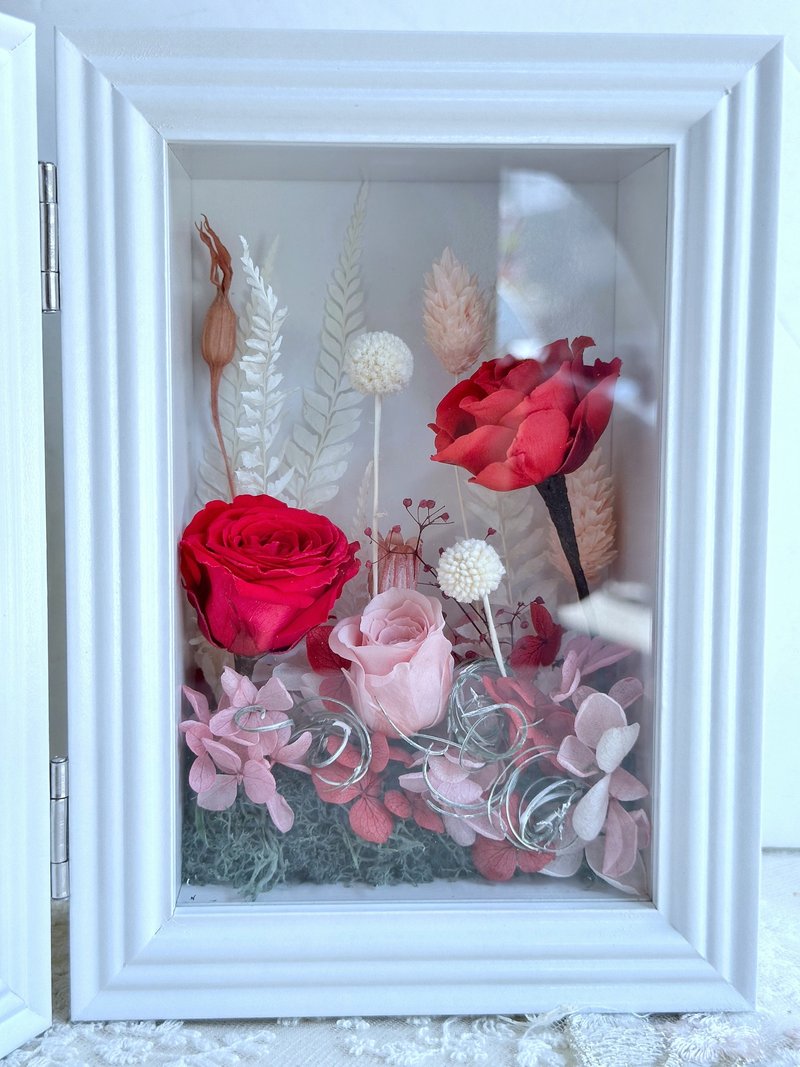 Fl268-02 Preserved flower photo frame—dark red - Dried Flowers & Bouquets - Plants & Flowers 