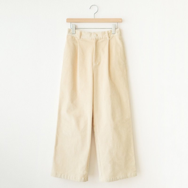 corduroy straight pants - กางเกงขายาว - ผ้าฝ้าย/ผ้าลินิน ขาว