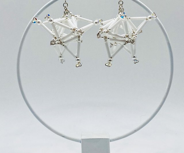 3D Star PIERCE/EARRING【White】 - 設計館muik 耳環/耳夾- Pinkoi