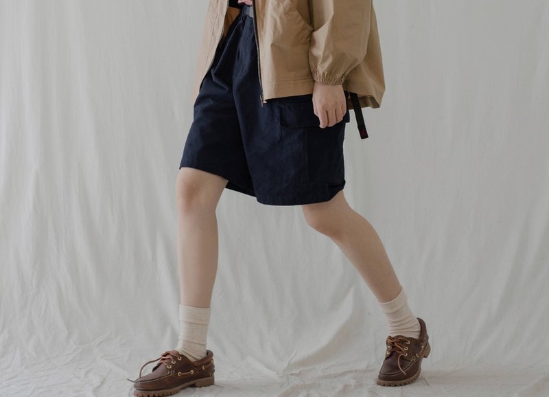 American Retro Boys' Casual Loose Belt Cotton Cargo Shorts - กางเกงขาสั้น - วัสดุอื่นๆ สีน้ำเงิน