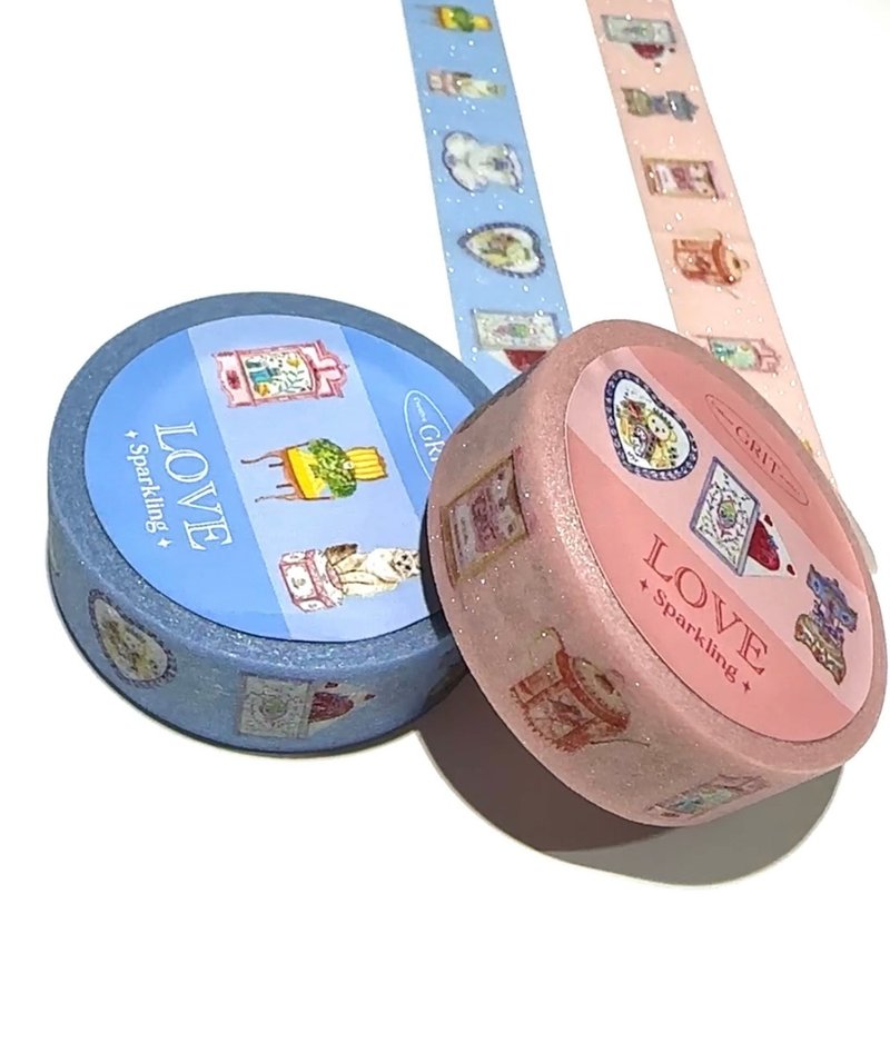 (GRIT) Sparkling mashi tape set (2 color set) - 紙膠帶/和紙/PET - 紙 粉紅色