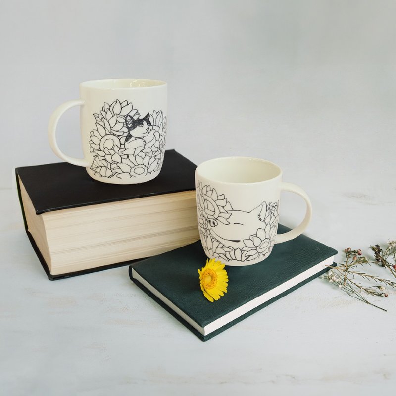 【Sunflower Blessing】Mug/Cat CrazyMeow - แก้วมัค/แก้วกาแฟ - เครื่องลายคราม หลากหลายสี