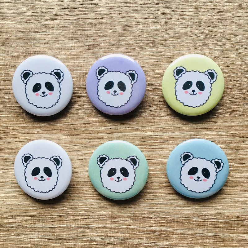 Panda rice ball badge - Badges & Pins - Plastic White