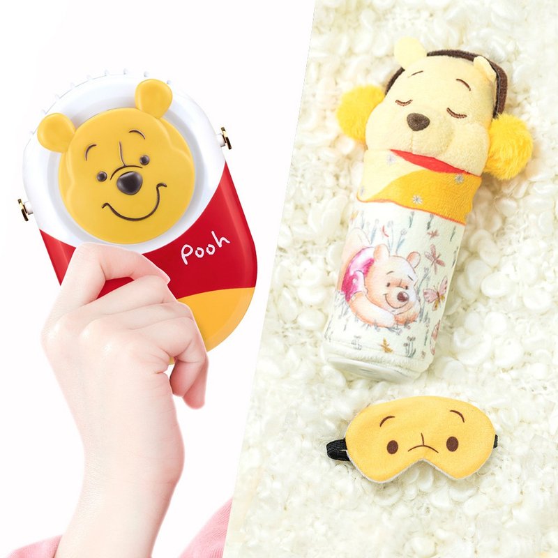 Fun暑假【童趣生活】【1+1組】小熊維尼暖手寶+頸掛式風扇各1入 - 科技小物 - 其他材質 黃色