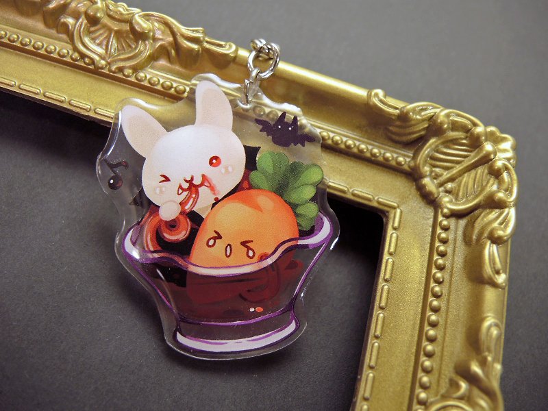 Acrylic Double Sided Charm - Halloween Rabbit - Vegetarian Vampire - Keychains - Acrylic Multicolor