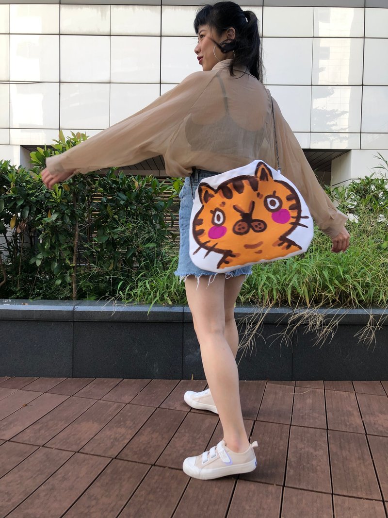 你的帆布包 | 鏈條包小虎店長 - 側背包/斜背包 - 聚酯纖維 咖啡色