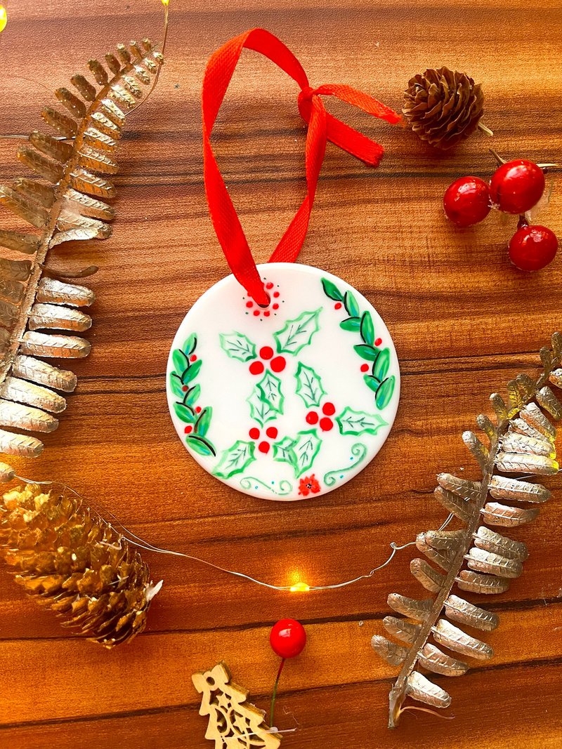 手繪陶瓷聖誕裝飾 (冬青) - 擺飾/家飾品 - 瓷 多色