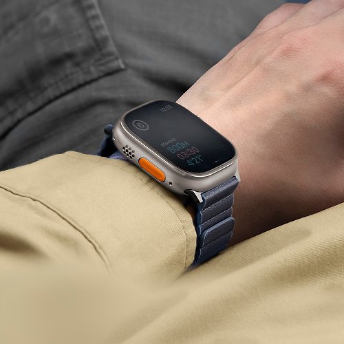 UNIQ Revix Apple Watch 49/45/44/42mm矽膠真皮錶帶 -深藍/霧藍