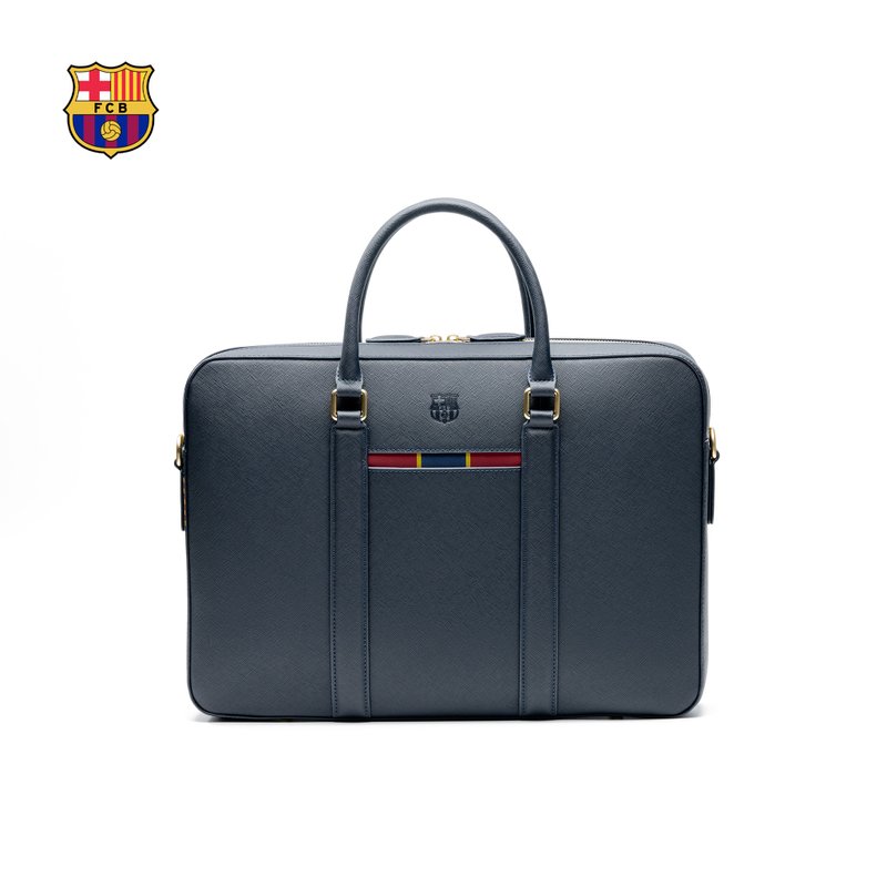 FC Barcelona Leather Briefcase - Briefcases & Doctor Bags - Genuine Leather Blue