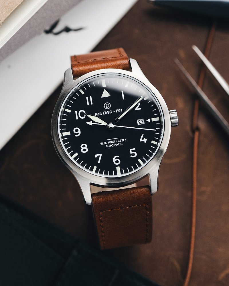 DIY 飛行員腕錶飛行員腕錶配日曆盤功能 製錶套裝 - 日本機芯 - 其他 - 其他金屬 銀色