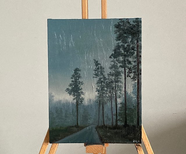 販売初売絵画 油絵 風景画 のどかな森 F6　WG169　爽やかさを感じされる絵画です。1セット、新作入荷しました。 自然、風景画