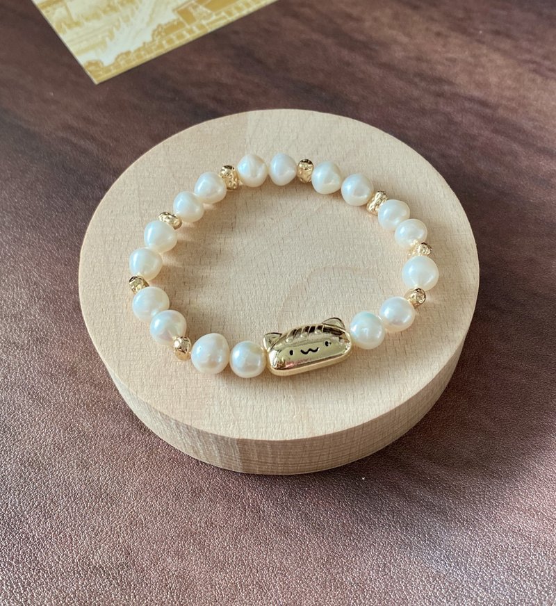 ʚ(圓的兔几)ɞ   串珠手環 ๑天然淡水珍珠小貓咪 - 手鍊/手環 - 珍珠 白色