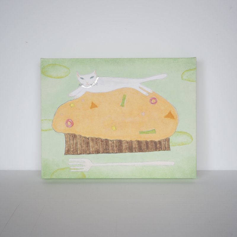 日本画【ゴロリ】　日本画材を使った絵画 - 海報/掛畫/掛布 - 紙 綠色