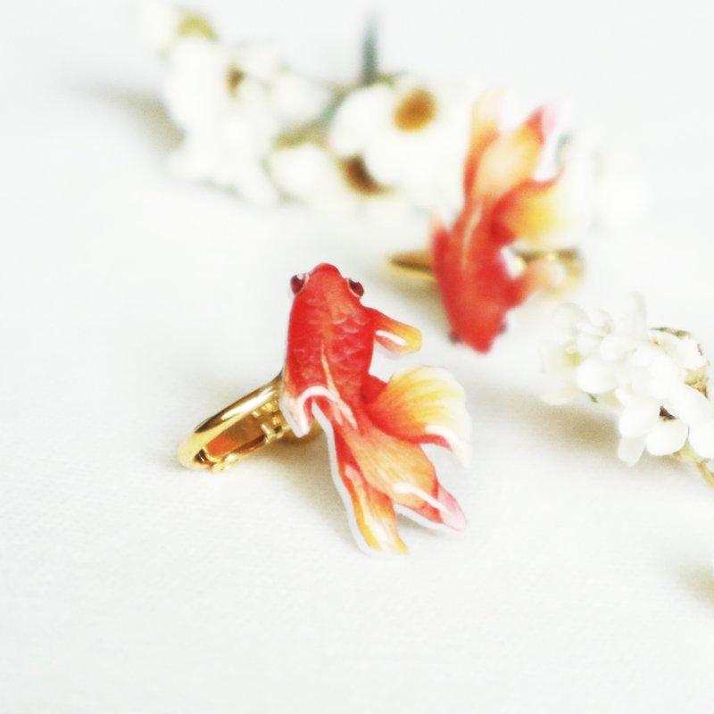 Red goldfish earrings Clip-On - Earrings & Clip-ons - Resin 
