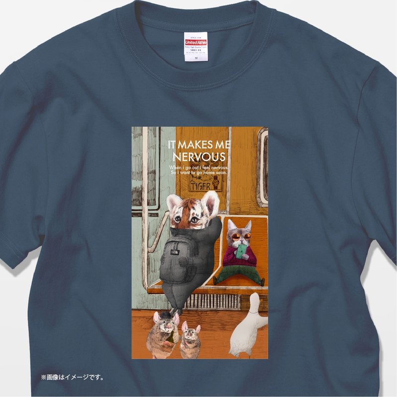 NERVOUS TIGER  /コットンTシャツ - 女 T 恤 - 棉．麻 白色