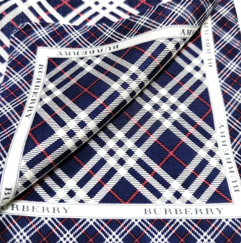 Burberry 復古手帕 口袋巾 格紋 藍色 19.5 x 19.5 英吋 - 手帕 - 棉．麻 藍色