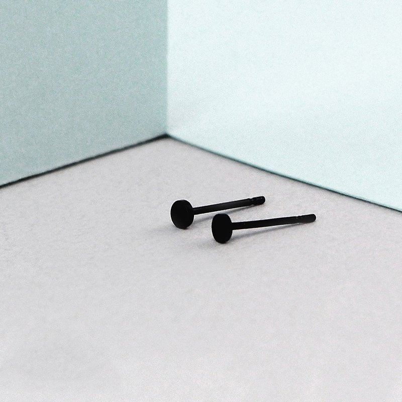 Mini Disc Steel Earrings-Black Silver - Earrings & Clip-ons - Stainless Steel Black